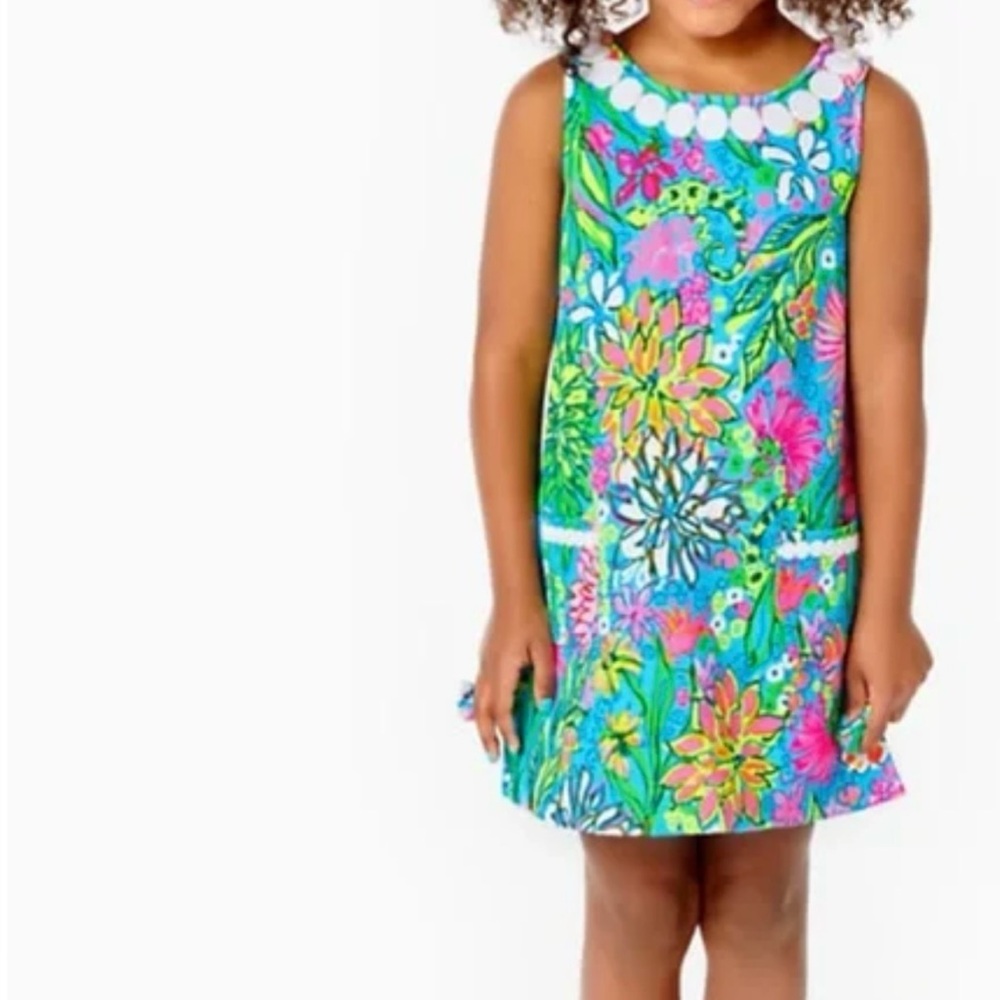 NWT Lilly Pulitzer Little Lilly Knit Shift Dress Seabreeze Blue Walking S (4-5)